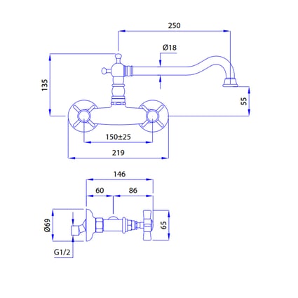 Μπαταρία νεροχύτη Princeton Black Matt